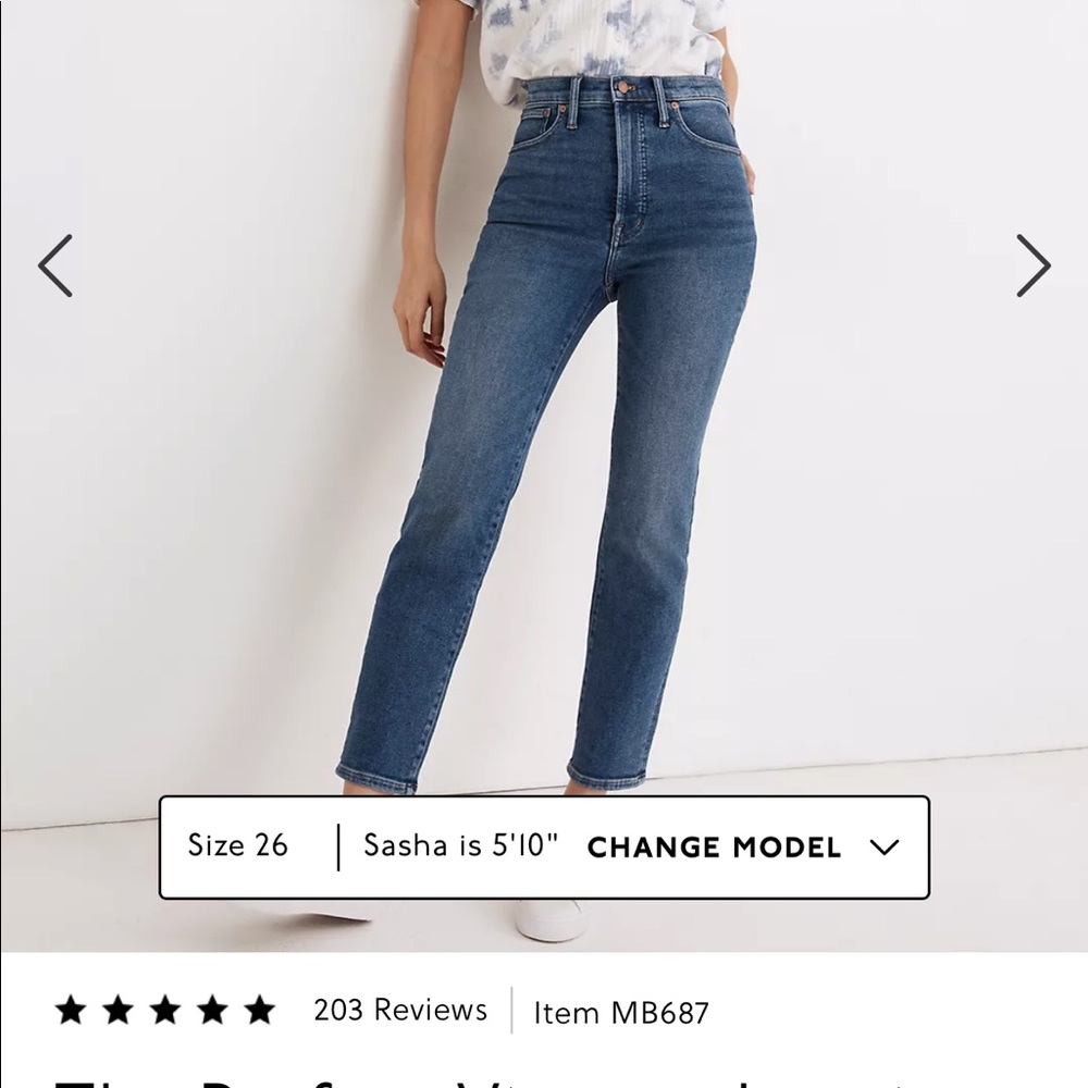 Madewell Perfect Vintage Jeans in Maplewood Wash worn once. No original tags.